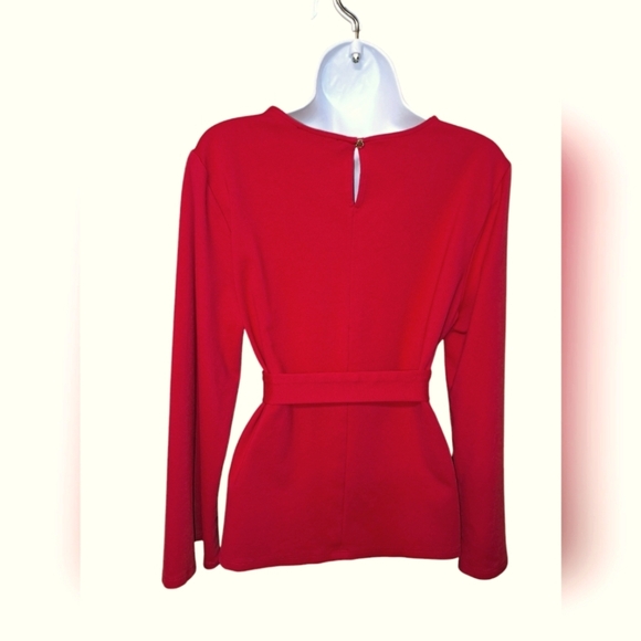 Marc New York Red Long Sleeve Tie Front Peplum Blouse Size Large - Picture 10 of 10